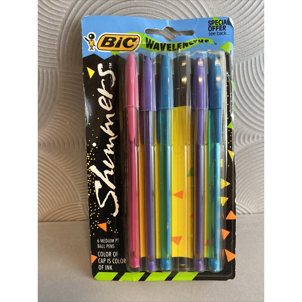 Vintage BIC Wavelengths Shimmers Pens 5 Count‎ 1991 in Package (opened)